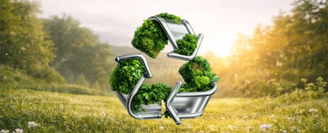 recycle logo in field